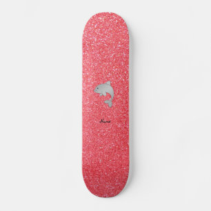 Personalisierter Name Delphin Rosa Glitzer Skateboard