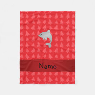 Personalisierter Name Delphin Rote Weihnachtsbäume Fleecedecke