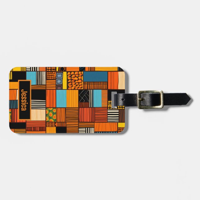 Personalisierter Name der afrikanischen Druckmarke Gepäckanhänger (Vorderseite horizontal)