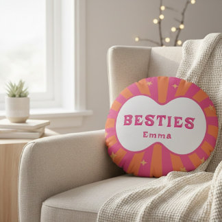 Personalisierter Name der besten Freundin Pink Ora Rundes Kissen