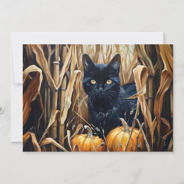 Personalisierter Name der Black Cat Herbst Mitteilungskarte (Rückseite)