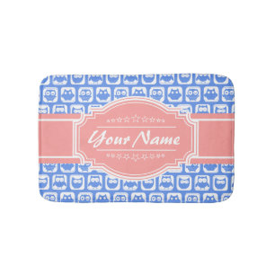 Personalisierter Name der Blauen Eule Badematte
