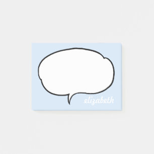 Personalisierter Name der Blauen und weißen Blase Post-it Klebezettel