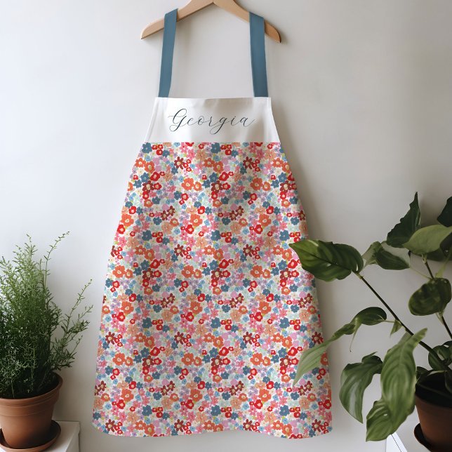 Personalisierter Name der Blume Schürze (Colorful floral personalized apron.)
