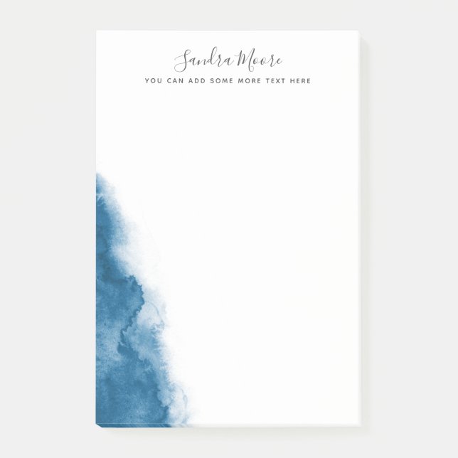 personalisierter Name der dunkelblauen Wasserfarbe Post-it Klebezettel (Vorderseite)