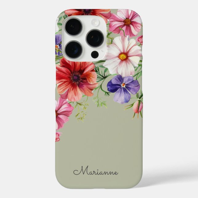 Personalisierter Name der grünen Blume Case-Mate iPhone Hülle (Rückseite)