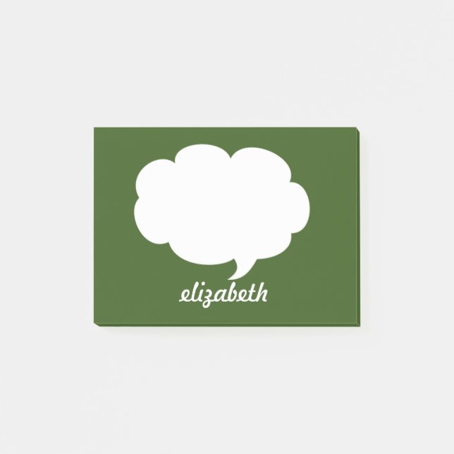 Personalisierter Name der grünen und weißen Blase Post-it Klebezettel (Vorderseite)