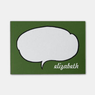 Personalisierter Name der grünen und weißen Talk-B Post-it Klebezettel