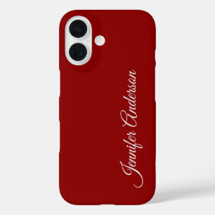 Personalisierter Name der Kalligrafie, dunkel rot iPhone 16 Hülle