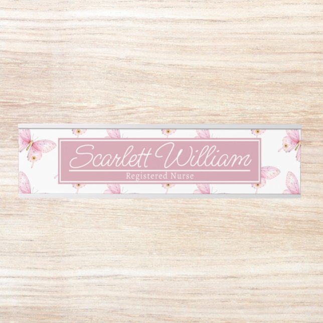 Personalisierter Name der Krankenschwester Türschild (Pink Water Color Butterfly Personalized Nurse Name Door Sign )