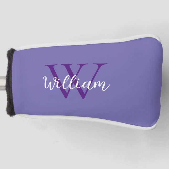 Personalisierter Name der lila Monogramm Golf Headcover (Vorderseite)