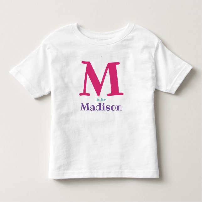Personalisierter Name der Mädchen Anfangsbuchstabe Kleinkind T-shirt (Vorderseite)