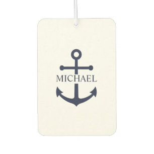 Personalisierter Name der Nautic Navy Blue Anchor Autolufterfrischer
