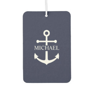 Personalisierter Name der Nautic Navy Blue Anchor Autolufterfrischer