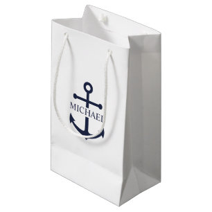 Personalisierter Name der Nautic Navy Blue Anchor Kleine Geschenktüte