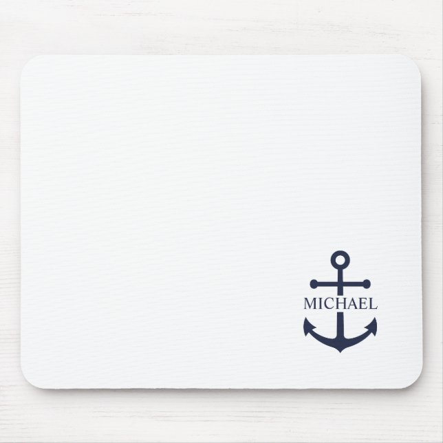 Personalisierter Name der Nautic Navy Blue Anchor Mousepad (Vorne)