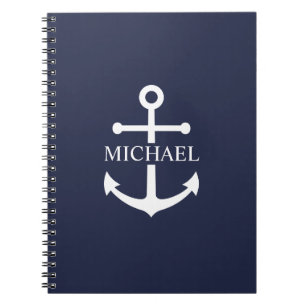 Personalisierter Name der Nautic Navy Blue Anchor Notizblock