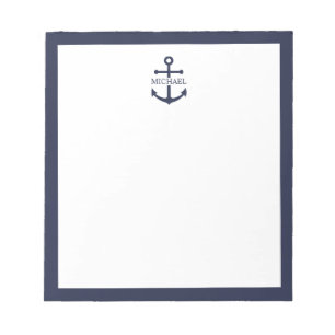 Personalisierter Name der Nautic Navy Blue Anchor Notizblock