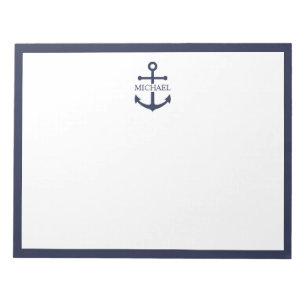 Personalisierter Name der Nautic Navy Blue Anchor Notizblock