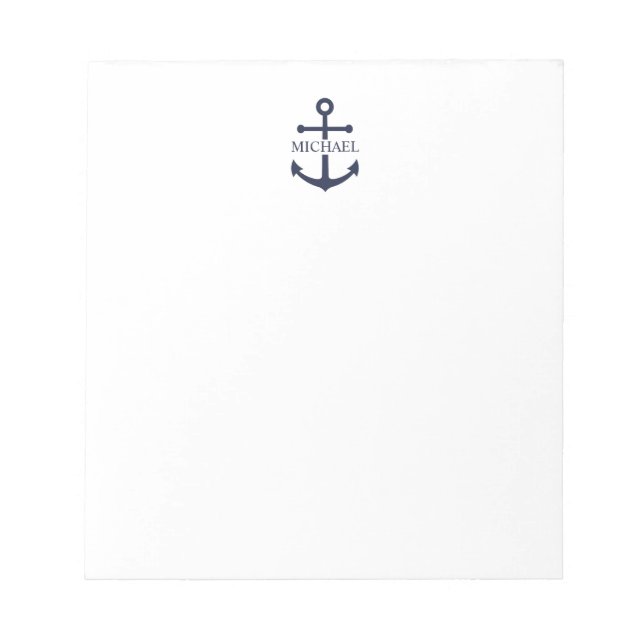 Personalisierter Name der Nautic Navy Blue Anchor Notizblock (Vorderseite)