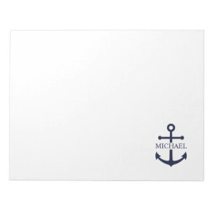 Personalisierter Name der Nautic Navy Blue Anchor Notizblock