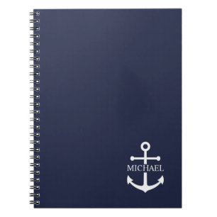 Personalisierter Name der Nautic Navy Blue Anchor Notizblock