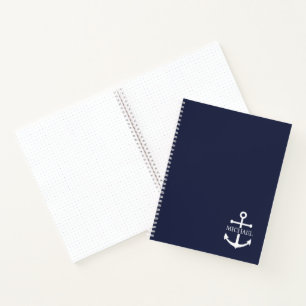 Personalisierter Name der Nautic Navy Blue Anchor Notizbuch