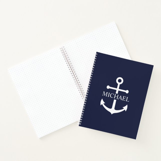 Personalisierter Name der Nautic Navy Blue Anchor Notizbuch (Innenseite)