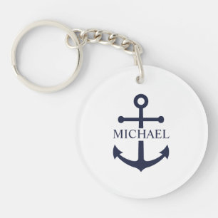 Personalisierter Name der Nautic Navy Blue Anchor Schlüsselanhänger