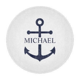 Personalisierter Name der Nautic Navy Blue Anchor Schneidebrett