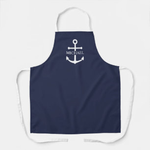 Personalisierter Name der Nautic Navy Blue Anchor Schürze