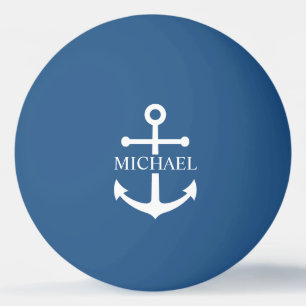 Personalisierter Name der Nautic Navy Blue Anchor Tischtennisball