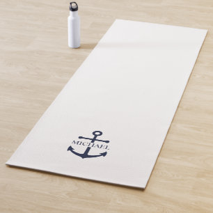 Personalisierter Name der Nautic Navy Blue Anchor Yogamatte