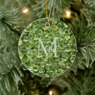 Personalisierter Name der Peridot Birthstone Monog Keramik Ornament