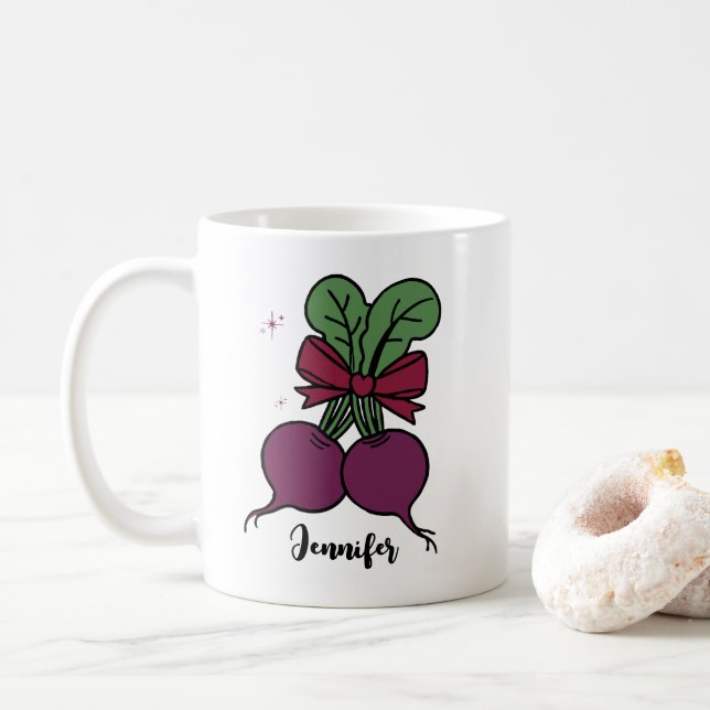 Personalisierter Name der Rübenwurzel Kaffeetasse (Mit Donut)