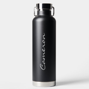 Personalisierter Name der Schwarz-weißen Monogramm Trinkflasche