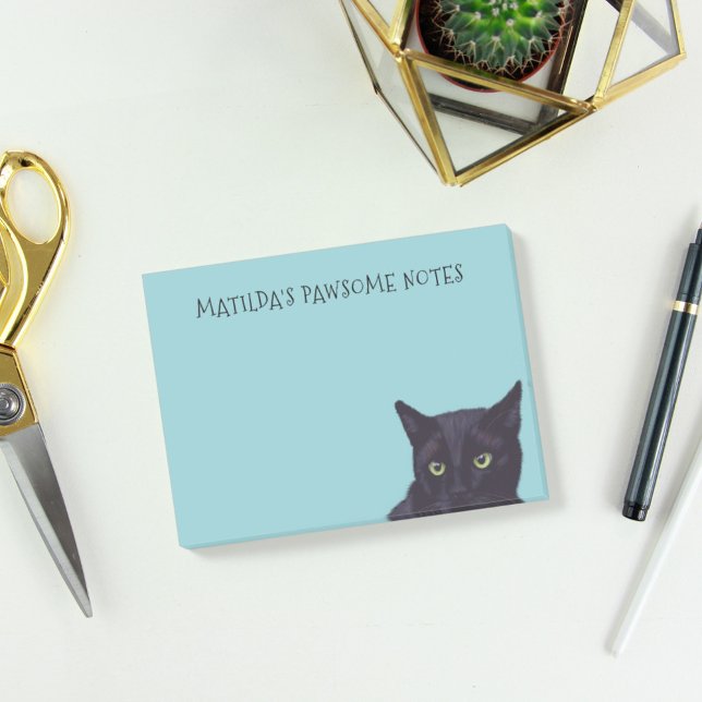 Personalisierter Name der schwarzen Katze Pawsome  Post-it Klebezettel (Von Creator hochgeladen)