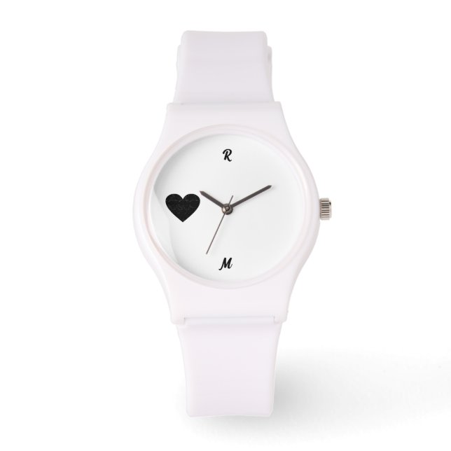 Personalisierter Name der Silhouette "Schwarzes He Armbanduhr (Vorderseite)