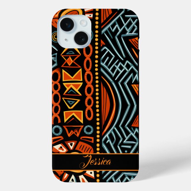 Personalisierter Name des afrikanischen Druckmuste Case-Mate iPhone Hülle (Rückseite)