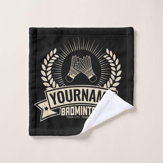 Personalisierter Name des Badminton-Spielers Racqu Badhandtuch Set (Waschlappen)