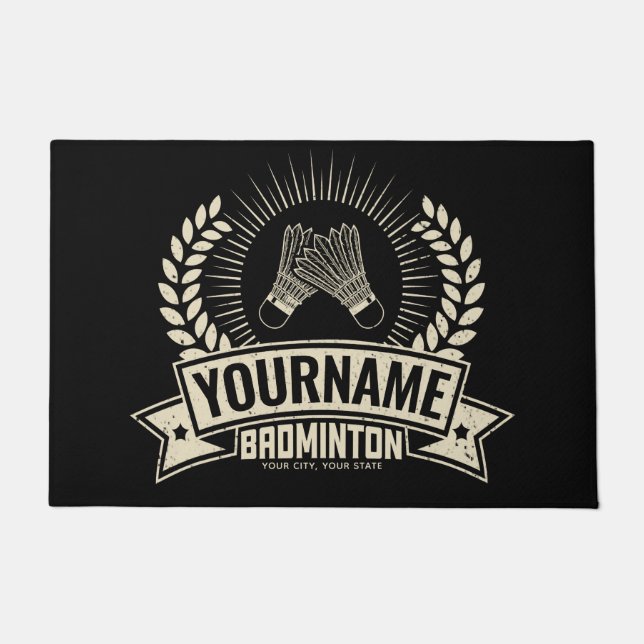 Personalisierter Name des Badminton-Spielers Racqu Fußmatte (Vorderseite)