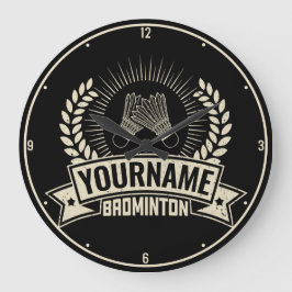Personalisierter Name des Badminton-Spielers Racqu Große Wanduhr