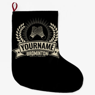 Personalisierter Name des Badminton-Spielers Racqu Großer Weihnachtsstrumpf