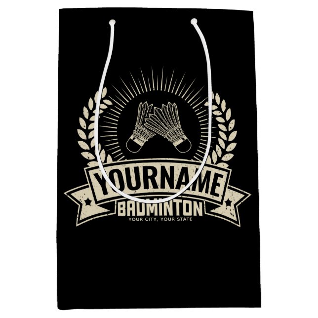 Personalisierter Name des Badminton-Spielers Racqu Mittlere Geschenktüte (Vorderseite)