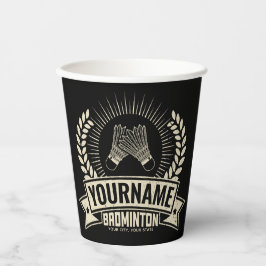 Personalisierter Name des Badminton-Spielers Racqu Pappbecher