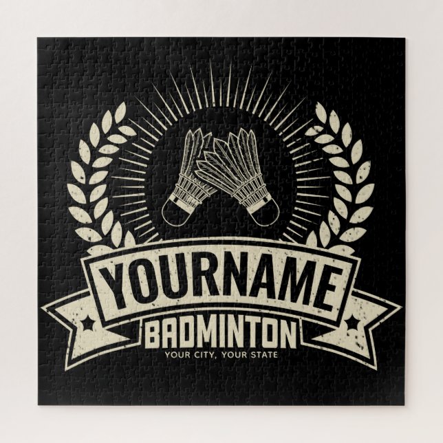 Personalisierter Name des Badminton-Spielers Racqu Puzzle (Vertikal)