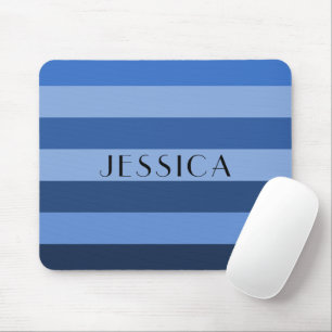 Personalisierter Name des blauen Streifenmusters Mousepad