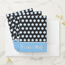 Personalisierter Name des Blue Polka Dot Folder