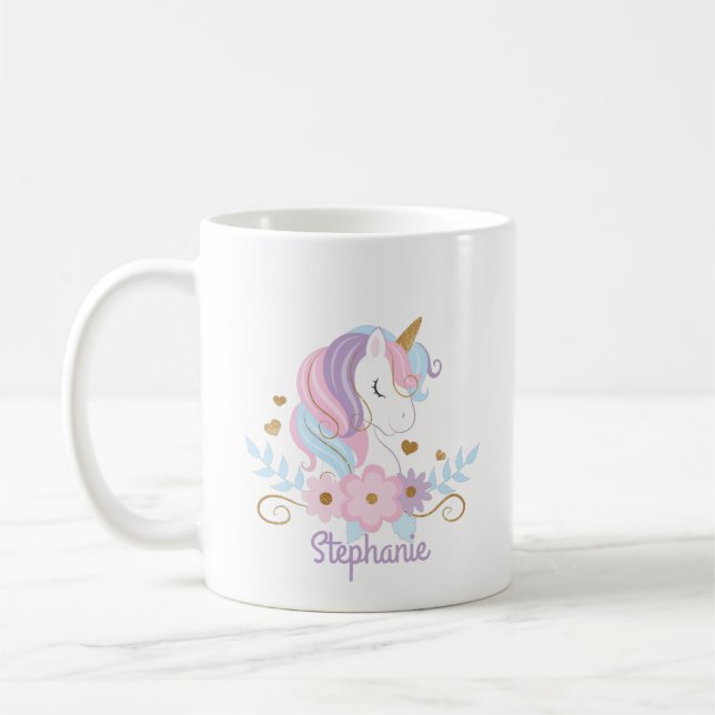 Personalisierter Name des Blumenschlauchs Niedlich Kaffeetasse (Links)