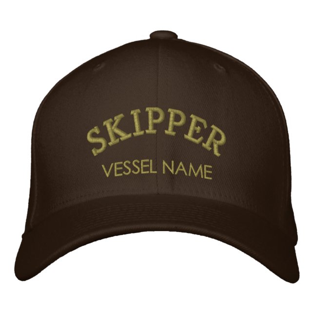 Personalisierter Name des Bootes Skipper Hat Bestickte Kappe (Vorderseite)